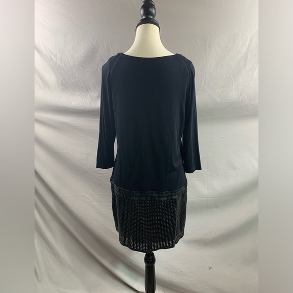 Black Vegan Leather Drop Waist Dress - Picture 4 of 4